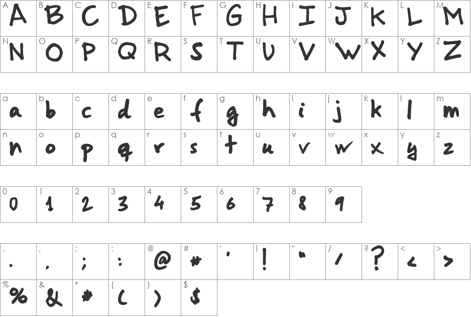 GorriSans font character map preview