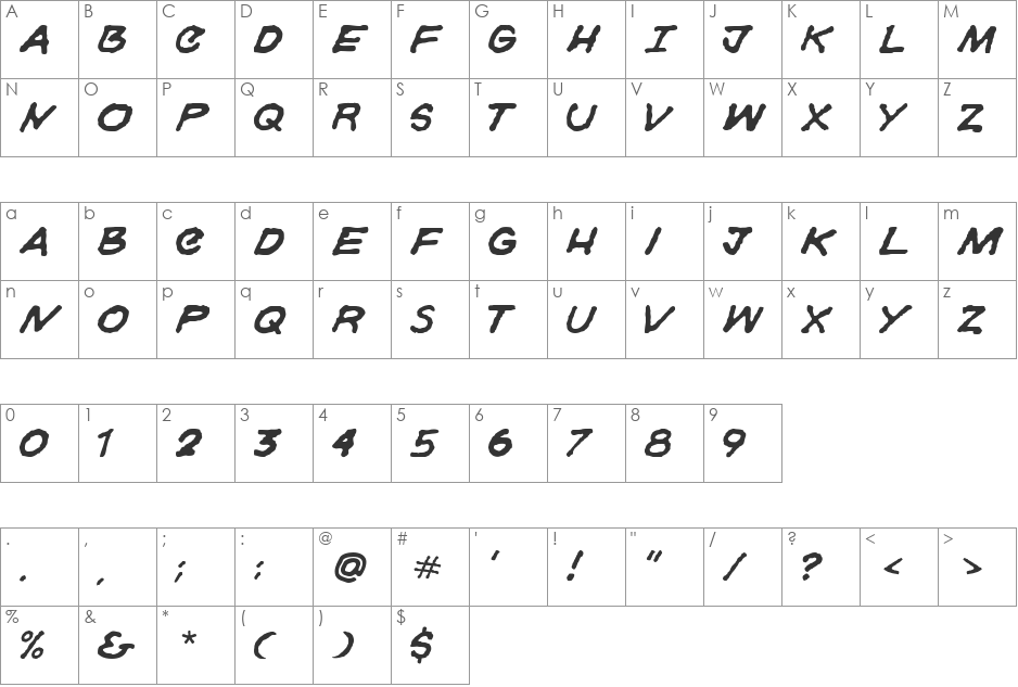 Gorski font character map preview