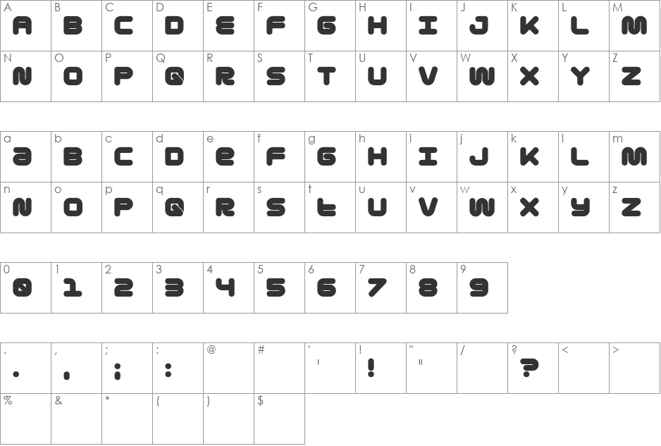 Gota font character map preview