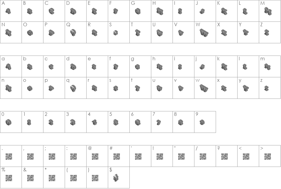 Gotcha font character map preview
