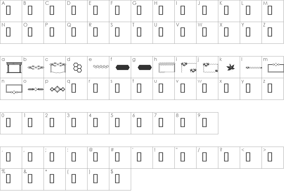 ap fancy frames font character map preview