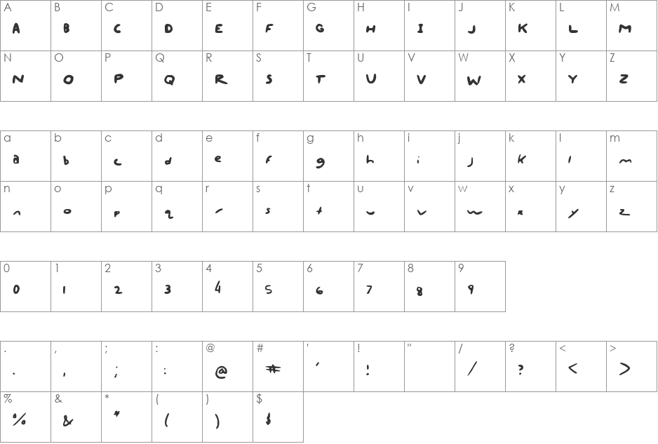 Apacaxi_Comic_ font character map preview
