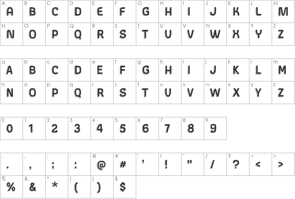 Gothic AX Hand font character map preview