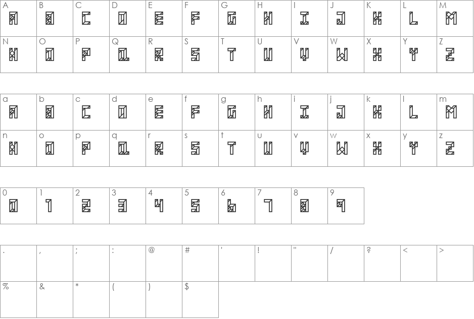 Apartment font character map preview