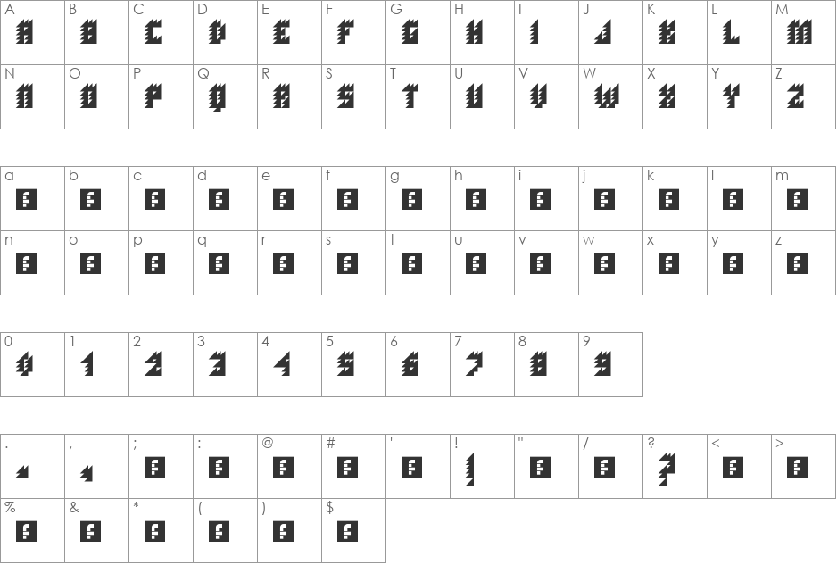 Gottheit font character map preview