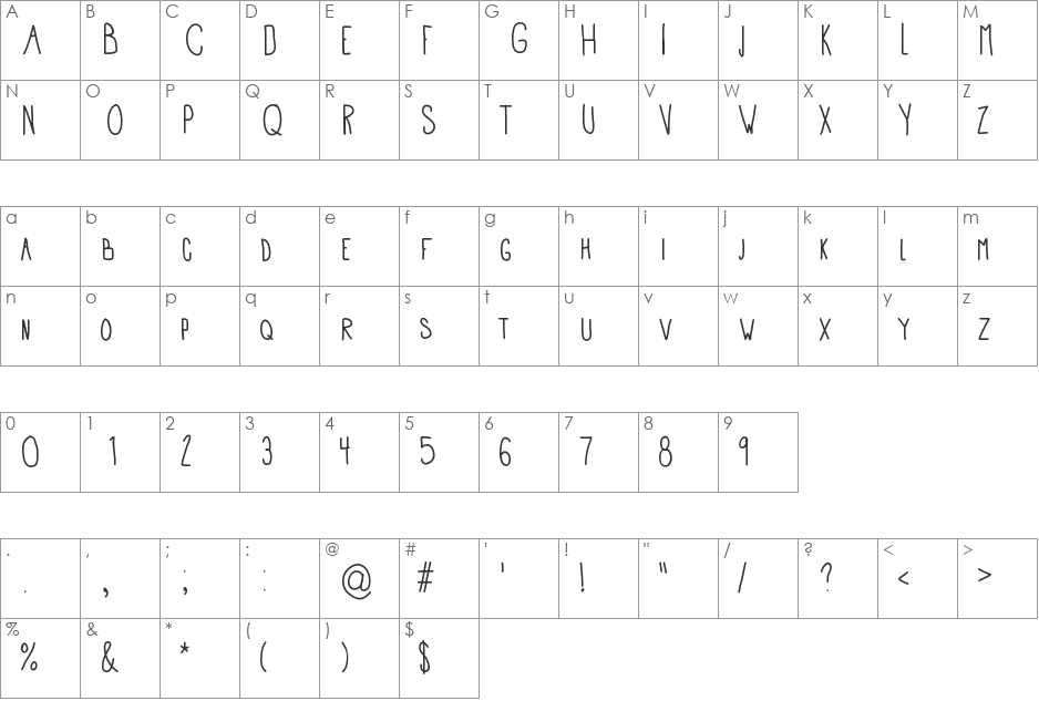 APD font character map preview
