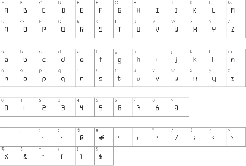 Apen Basic font character map preview