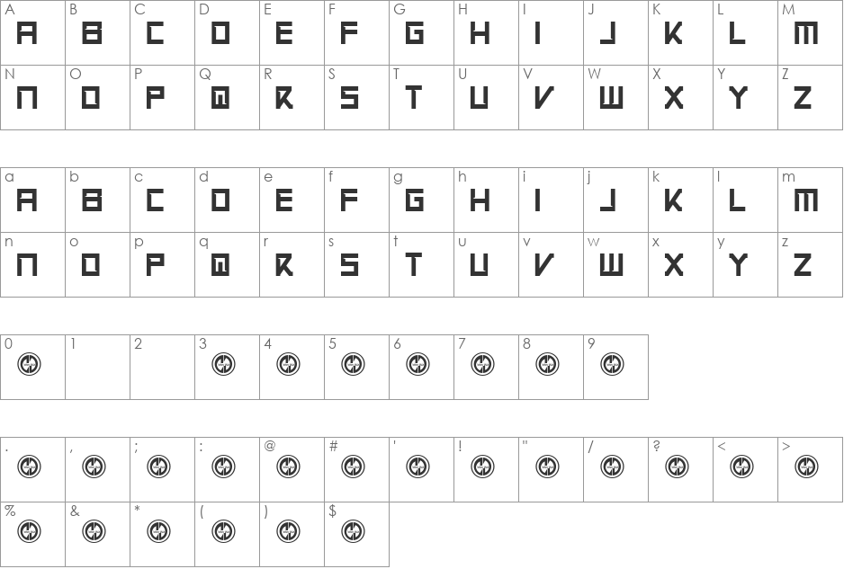 Apex Flunkee font character map preview