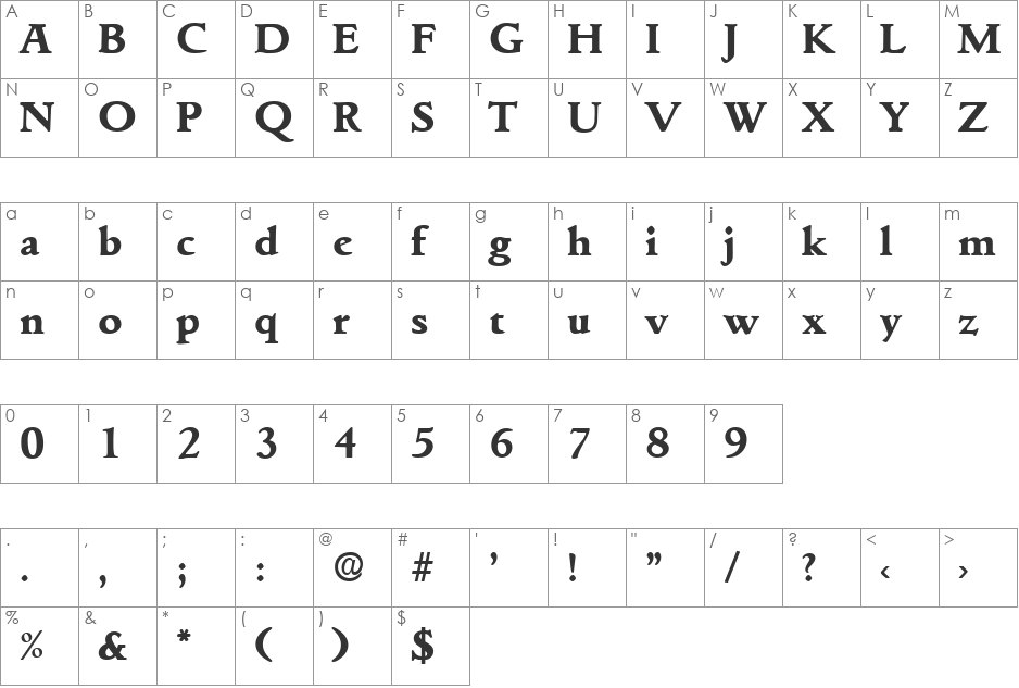 Goudita-Serial-ExtraBold font character map preview