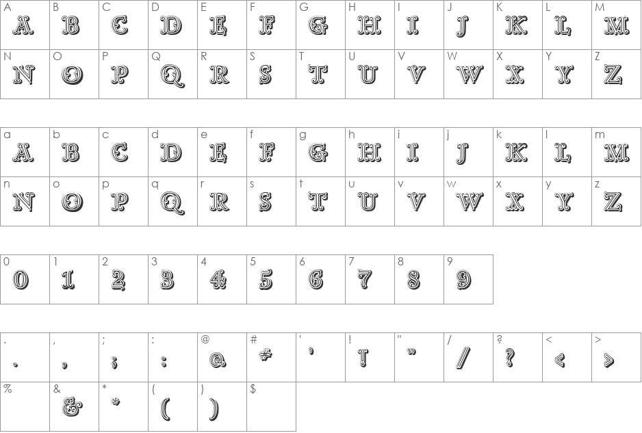 Goudy Decor ShodwnC font character map preview