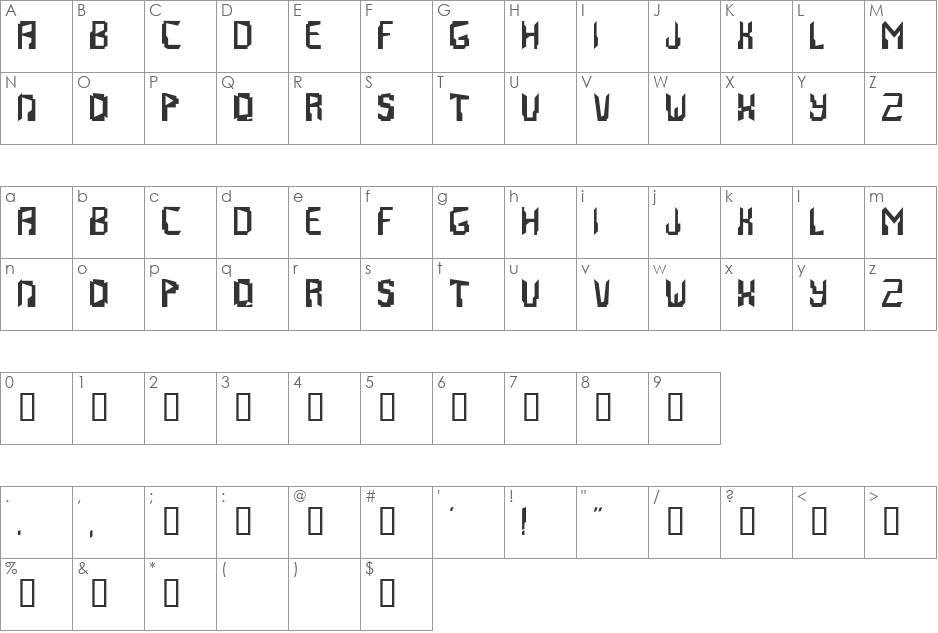 Abstrakt font character map preview