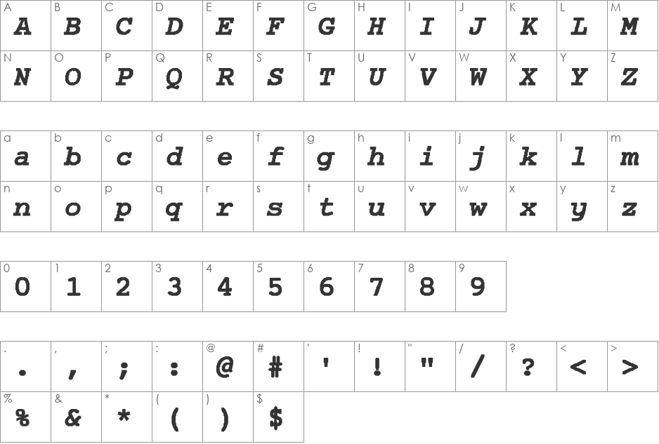 APL-Normal font character map preview