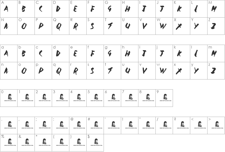 Government Torment font character map preview