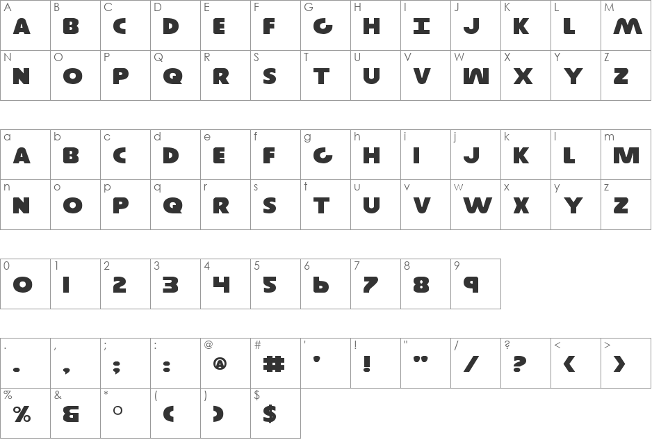 Governor Expanded font character map preview
