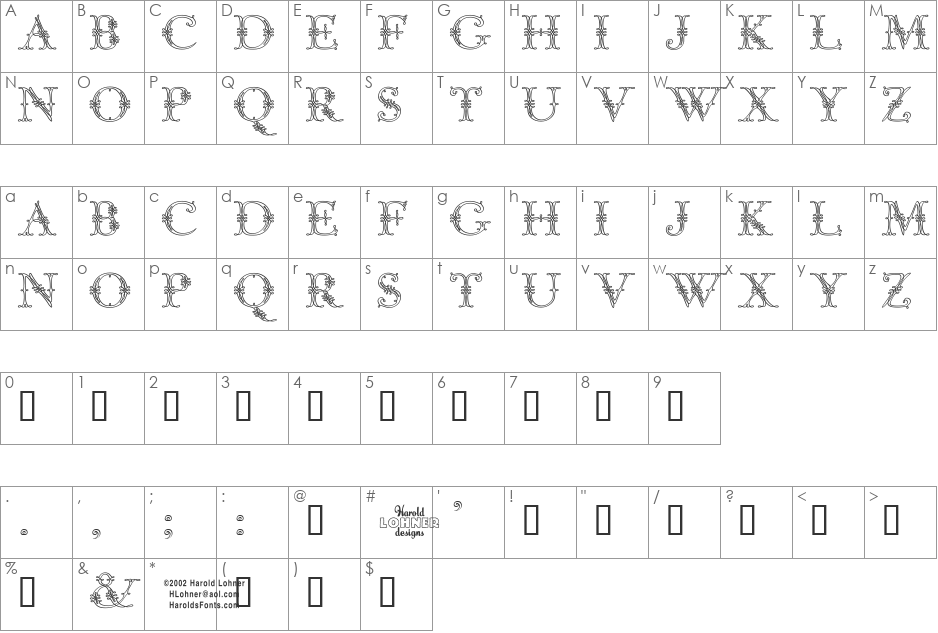 Graceful Ghost font character map preview