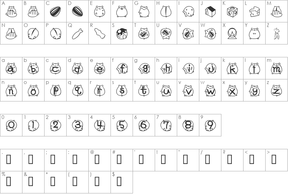 gracie font character map preview