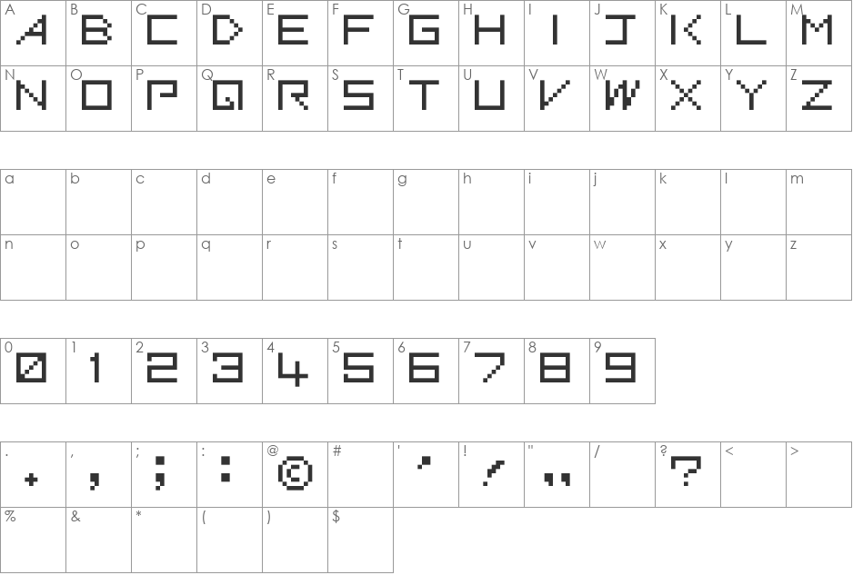Gradius, Gradius 2 TTF font character map preview