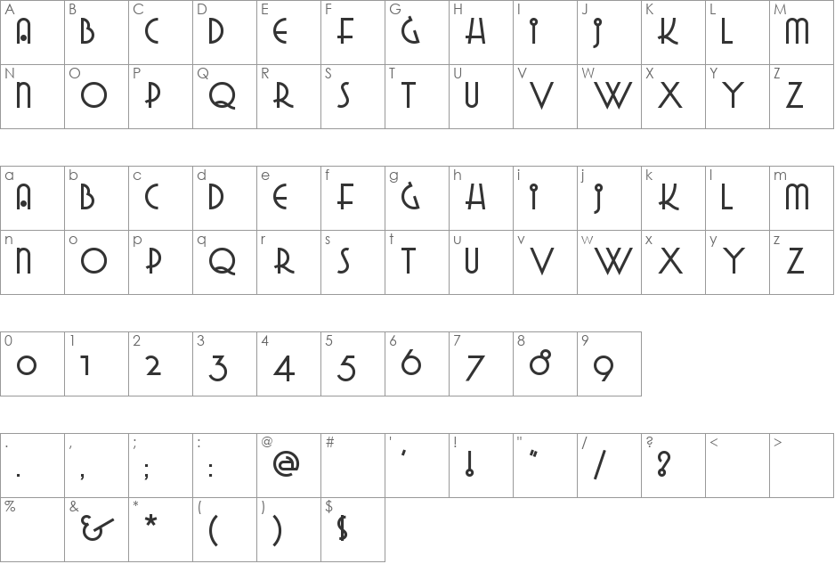 GradoGradooNF font character map preview