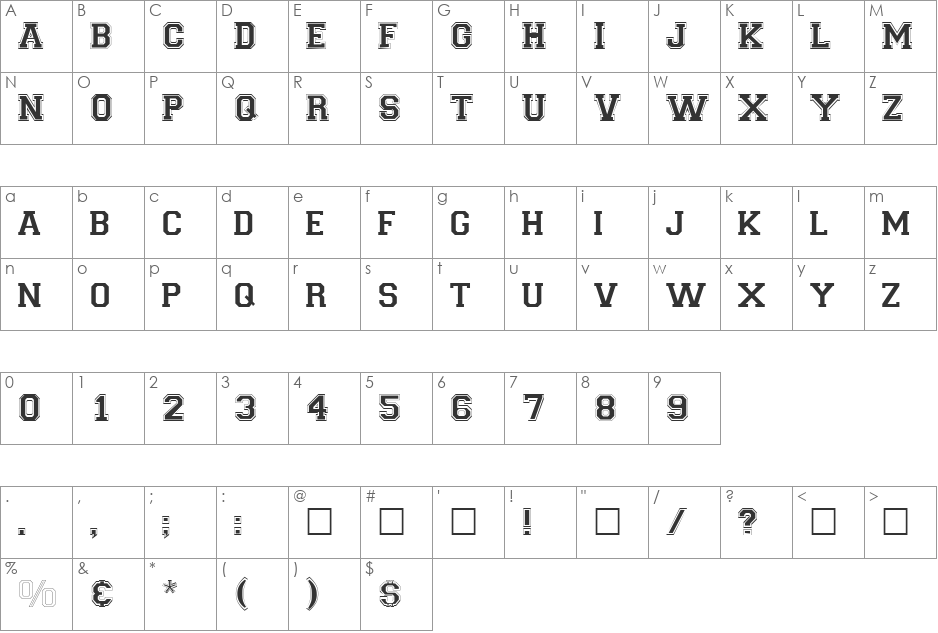 Graduate font character map preview