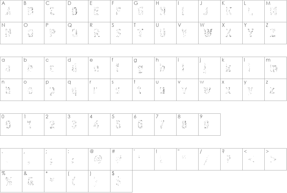 Graffiti4C font character map preview