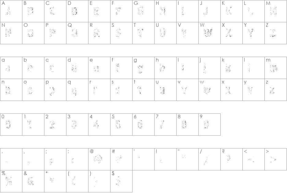 Graffiti4C font character map preview