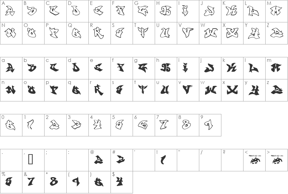 graffonti .atomic.bomb font character map preview