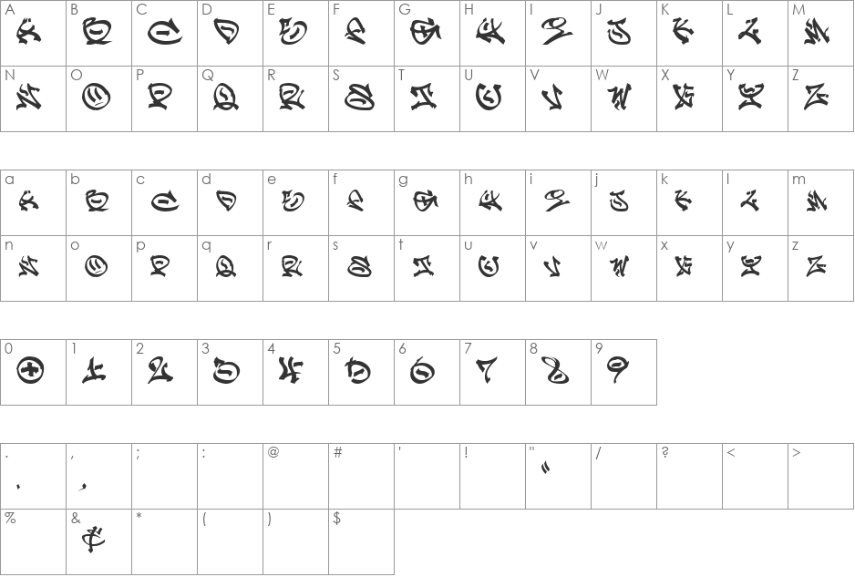 GRAFFPITY font character map preview