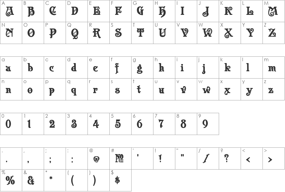 Apollo ASM font character map preview