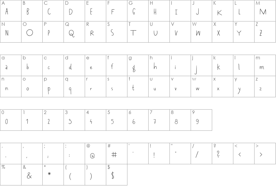 Gramofon font character map preview