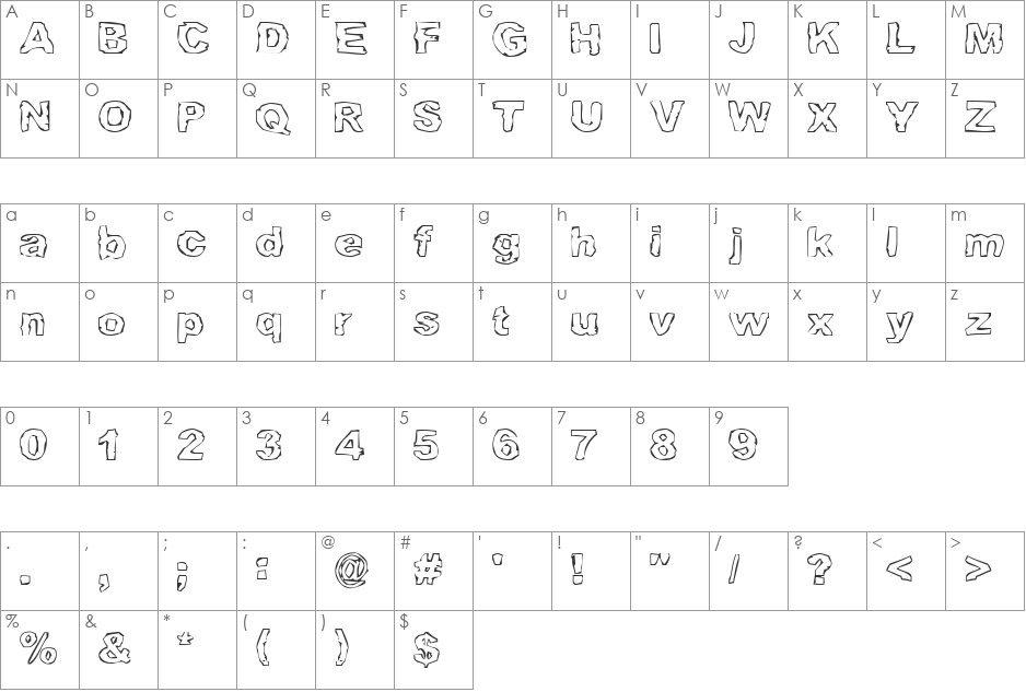 Gramps Lung font character map preview