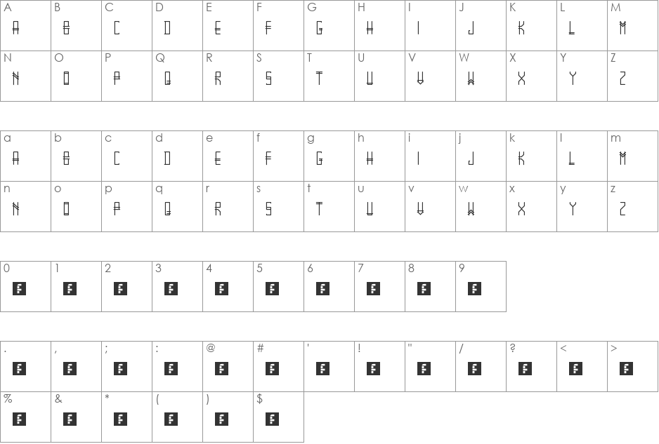 GRAMTICA font character map preview