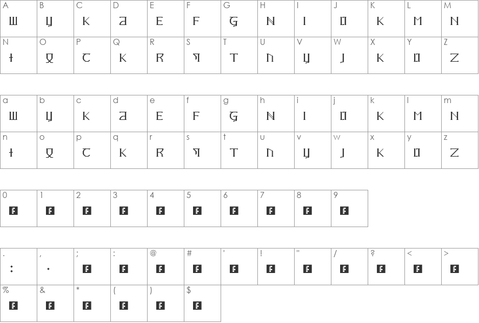 Grand Arktik font character map preview