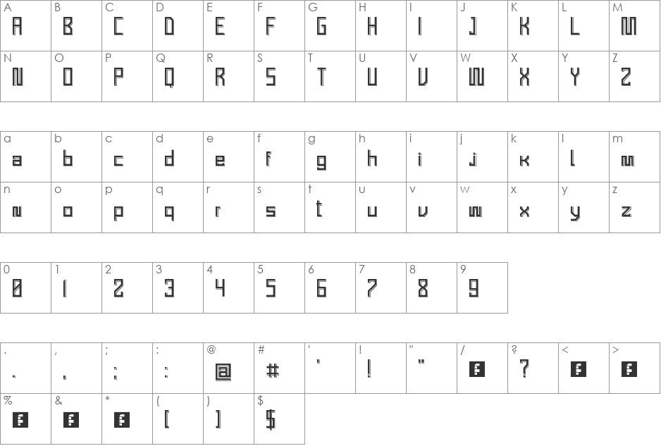 Grand Quatre font character map preview