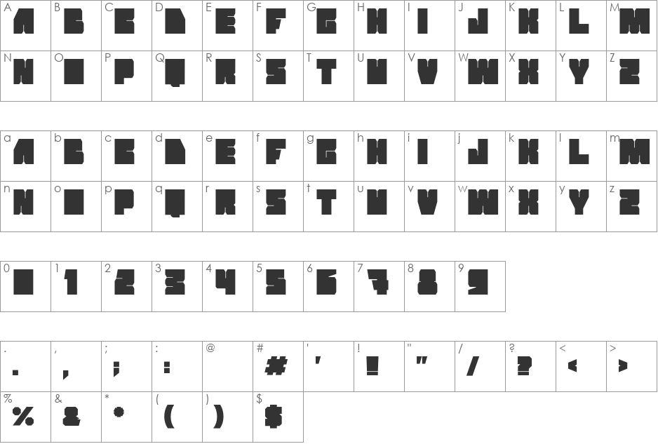 GrandNover font character map preview