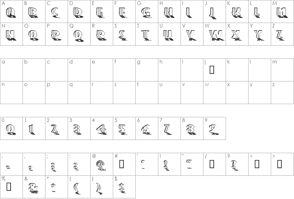 GrandPrix font character map preview