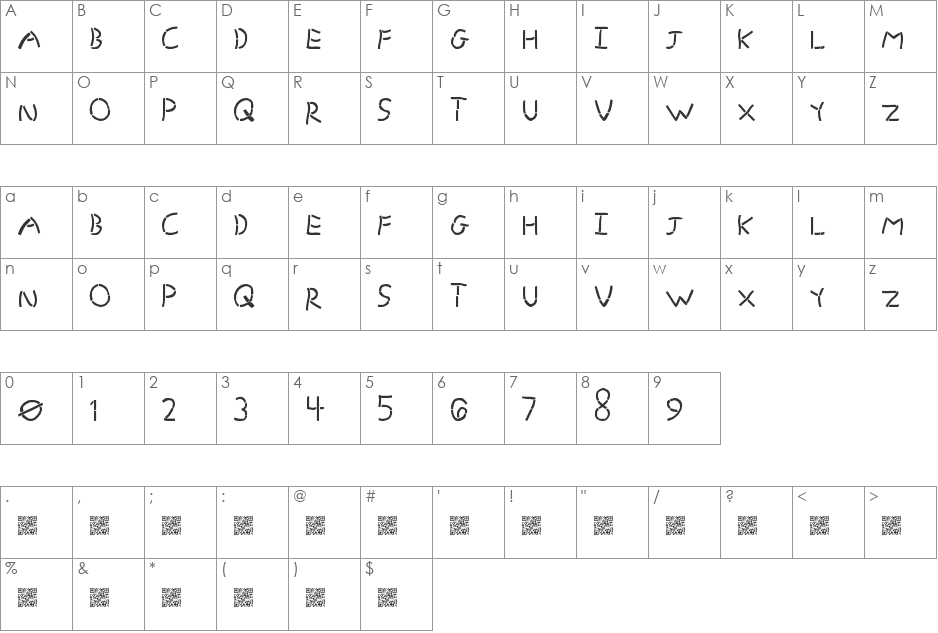 GrandStencil font character map preview