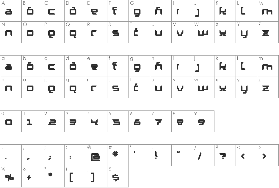 Granolae font character map preview