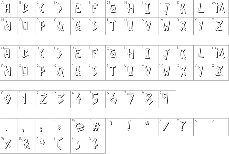 GRAPAFONT font character map preview