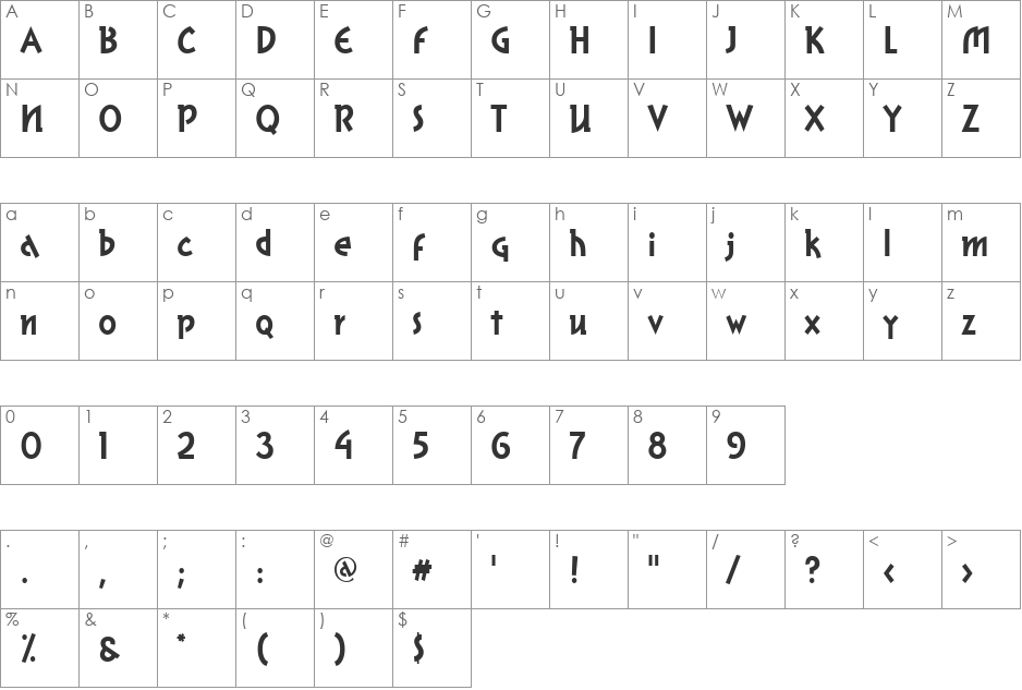 GrapefruitITC TT font character map preview