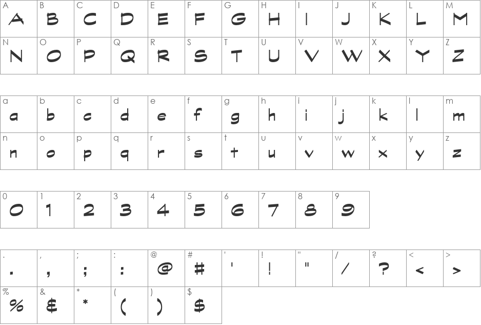 Graphite Std font character map preview