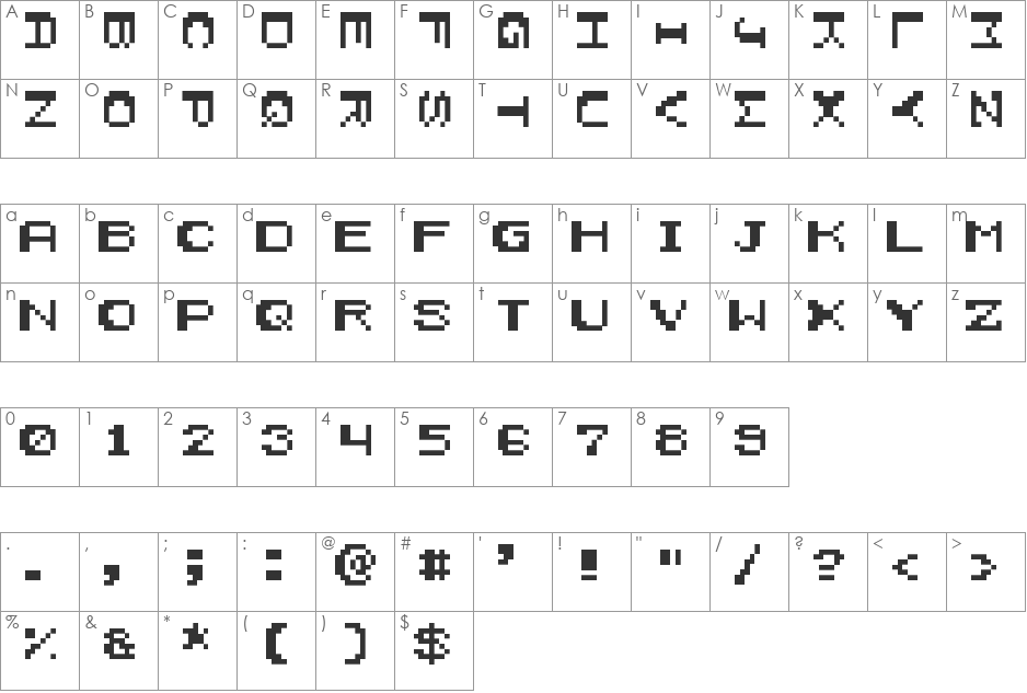 Graphs and Grids font character map preview