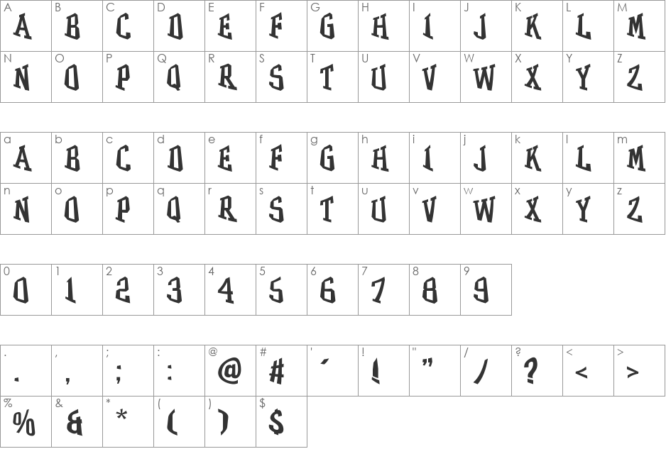 GRASS font character map preview