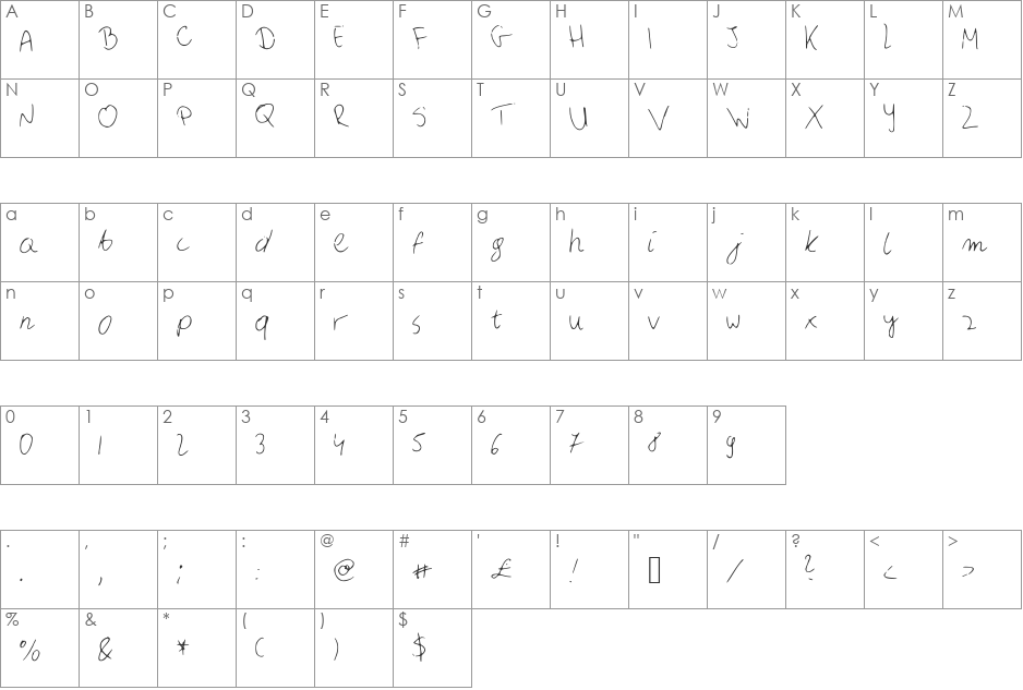 ApplauseFont font character map preview