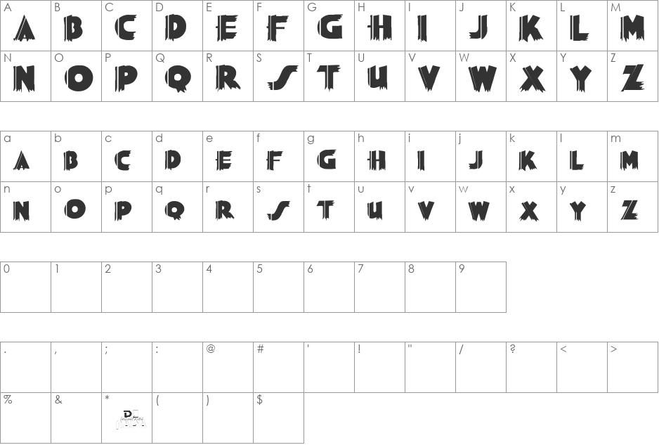 Grauman font character map preview