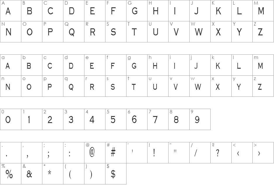 GraverplateNarrow font character map preview