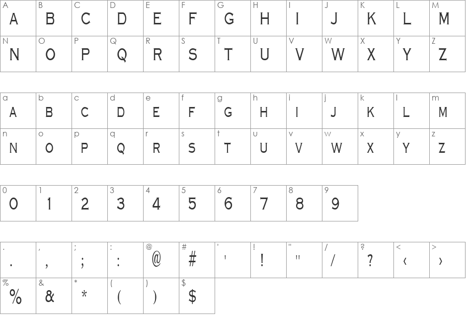 GraverplateNarrow font character map preview
