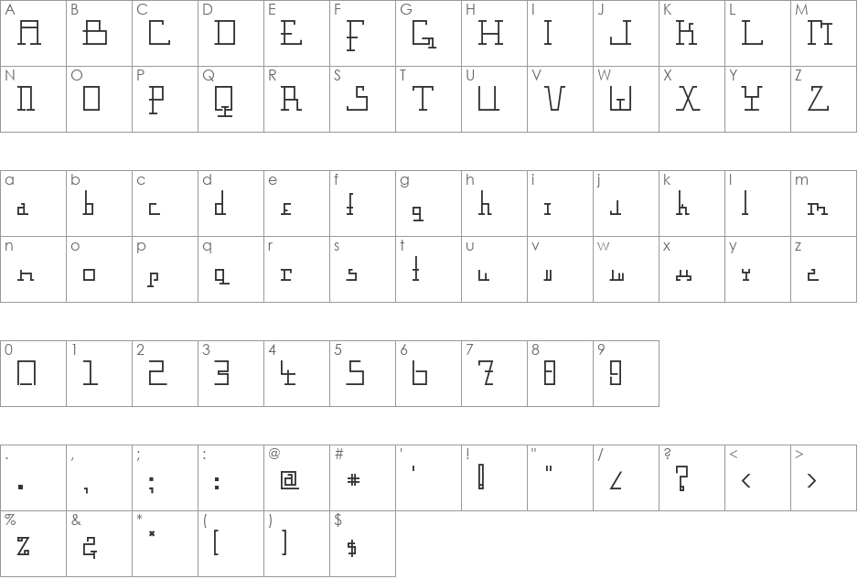 Gravimetric font character map preview