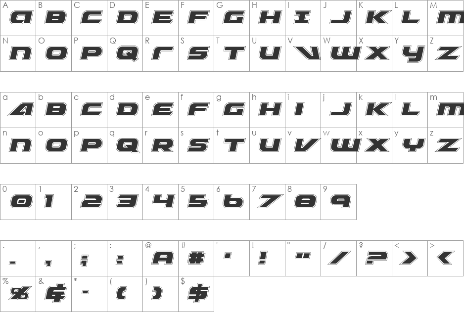 Graymalkin Academy font character map preview