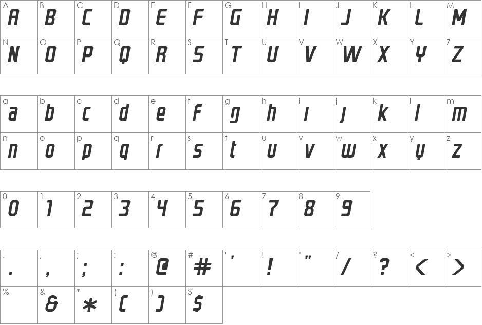 GRAYSTROKE font character map preview