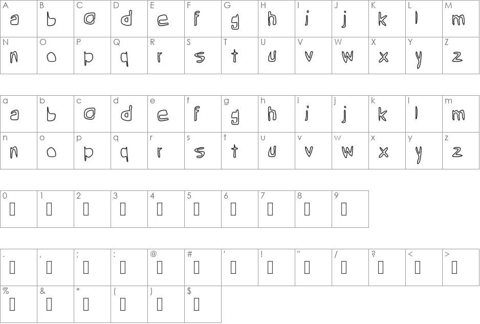 grean font character map preview